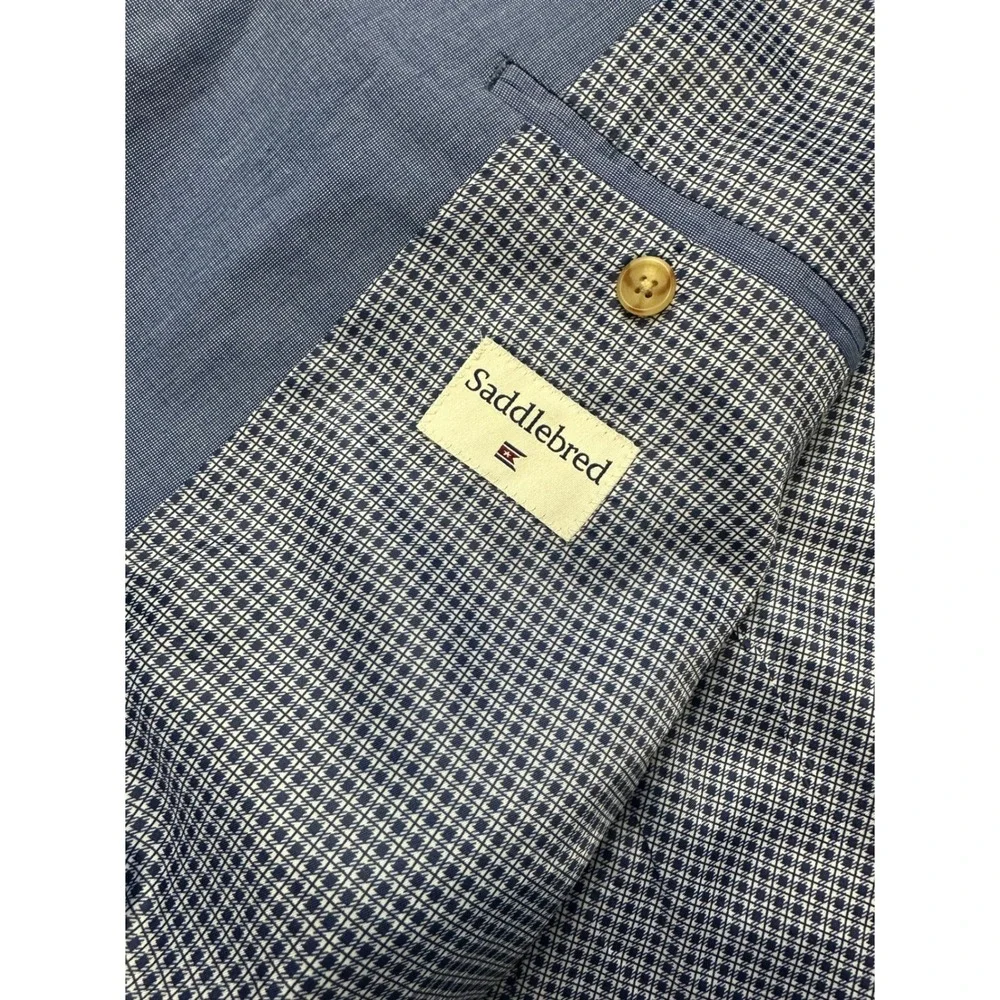 Saddlebred Mens 56R Light Blue 100% Cotton Two Button Blazer Sport Coat
